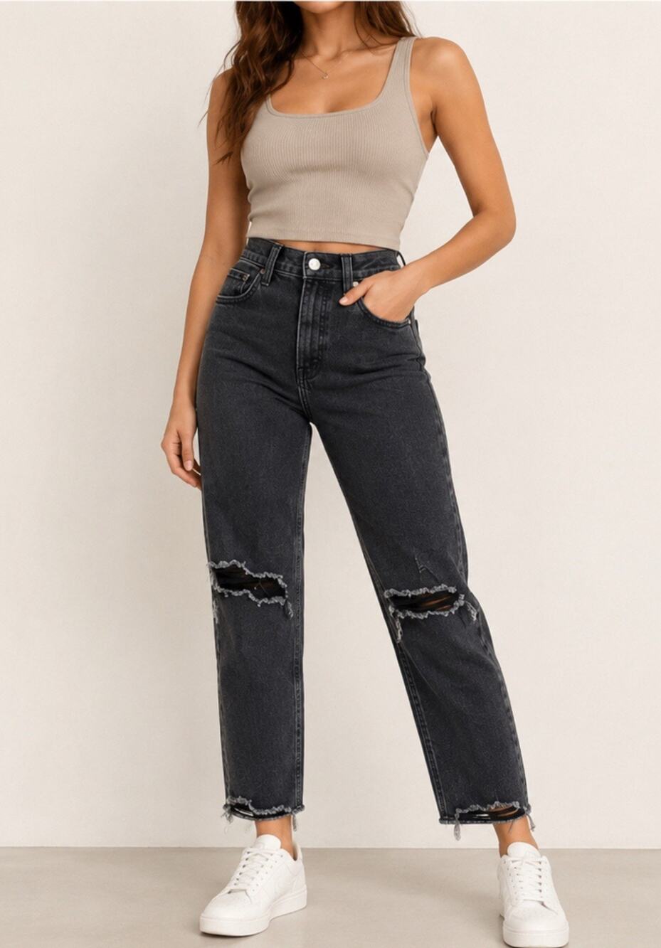 Abercrombie & Fitch Women's Ankle Straight Ultra High Rise Jeans Size 6S Black